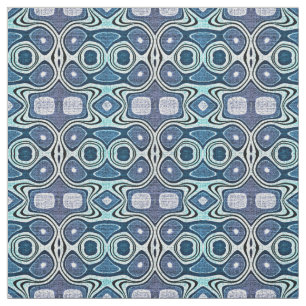 Teal Blue Mint Green Violet Bali Batik Pattern Fabric