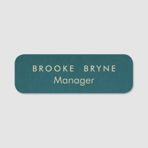 Teal Blue Modern Professional Minimalist Name Tag