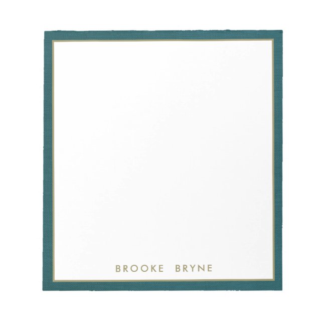 Teal Blue Modern Professional Minimalist Notepad (Front)