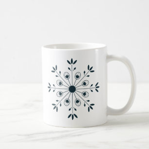 Teal Blue Modern Scandinavian Christmas Snowflake Coffee Mug