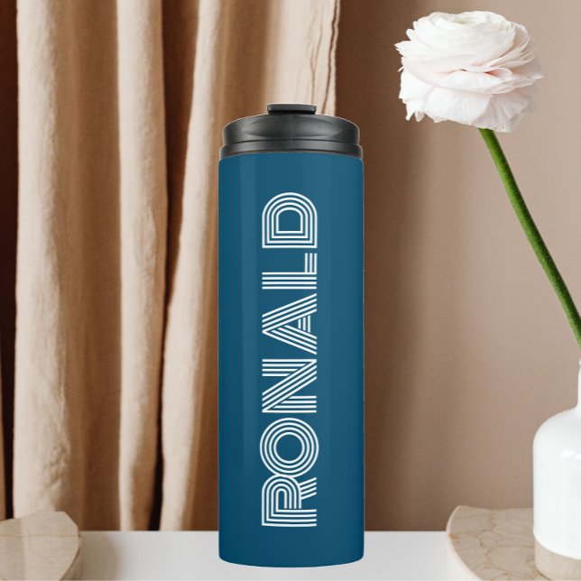 Teal Blue Modern Typography Personalised Thermal Tumbler (In Situ)