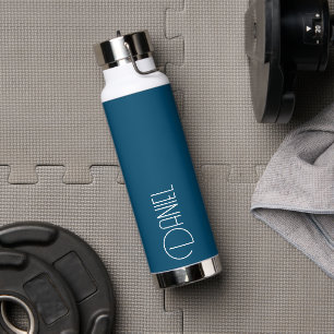Teal Blue Modern Typography Personalised Water Bottle