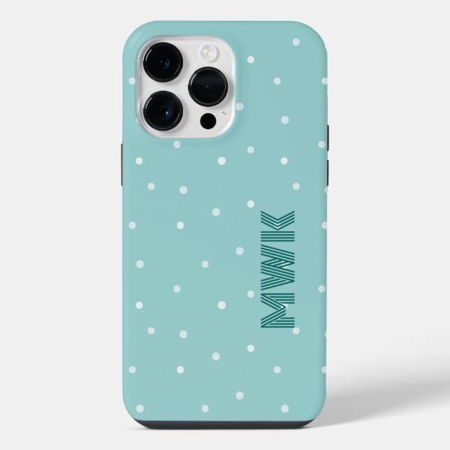 Teal Blue Monogram iPhone Case (Back)