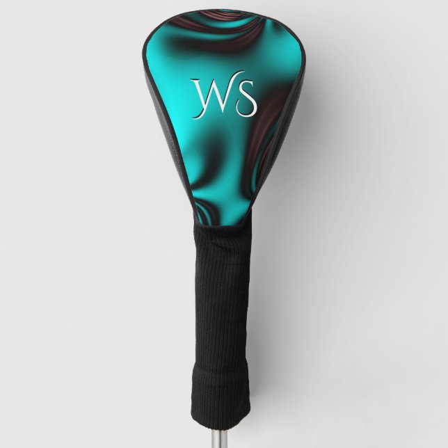 Teal Blue Monogrammed Golf Head Cover (Front)