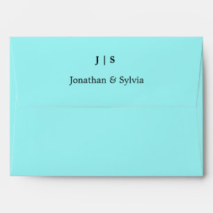 Teal Blue Monograms Name Initials Beach Weddings Envelope