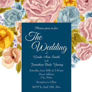 Teal Blue Monotone Simple Style Wedding