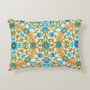 Teal Blue & Mustard William Morris Vine Arts Decorative Cushion