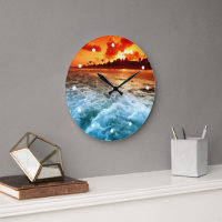 Teal Blue Ocean Surf Orange Sunset