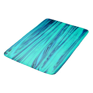 Teal Blue Ocean Wave Shiny Abstract Cute Colourful Bath Mat