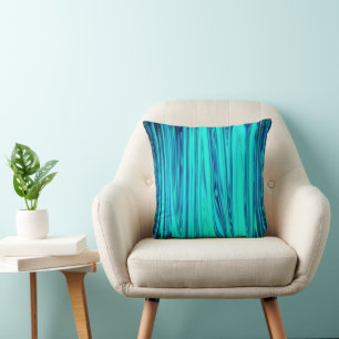 Teal Blue Ocean Wave Shiny Abstract Cute Colourful Cushion