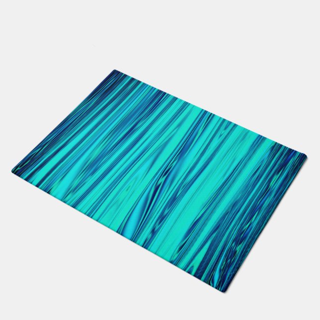 Teal Blue Ocean Wave Shiny Abstract Cute Colourful Doormat (Angled)