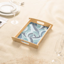 Teal & Blue Ocean Waves Acrylic Tray