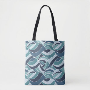 Teal & Blue Ocean Waves Shoulder Tote Bag