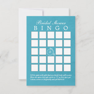 Teal Blue Old Bike Bridal Shower Bingo Cards