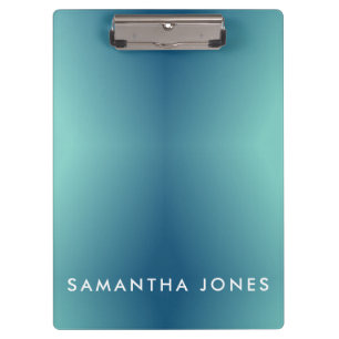 Teal Blue Ombre Simple Plain Personalise Own Name Clipboard