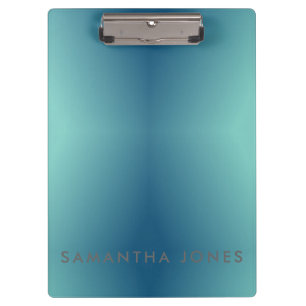 Teal Blue Ombre Simple Plain Personalise Own Name Clipboard