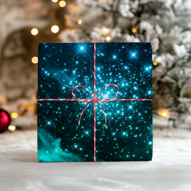 Teal Blue Ombre Starburst Celestial Fireworks Wrapping Paper Sheet (Teal Blue Ombre Starburst Celestial Fireworks Wrapping Paper Sheets)
