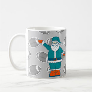 teal blue orange christmas santa claus basketball coffee mug