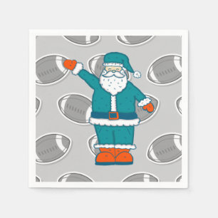 teal blue orange christmas santa claus basketball napkin
