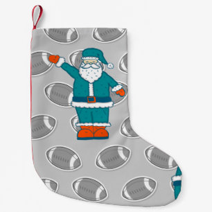 teal blue orange christmas santa claus basketball small christmas stocking