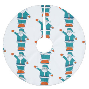 teal blue orange christmas santa claus brushed polyester tree skirt