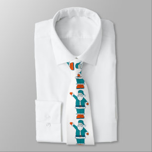 teal blue orange christmas santa claus tie