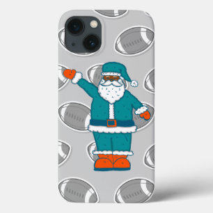 teal blue orange xmas black santa claus basketball iPhone 13 case