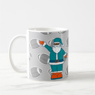 teal blue orange xmas black santa claus basketball coffee mug