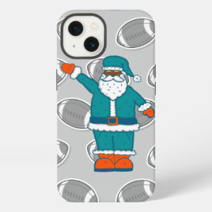 teal blue orange xmas black santa claus basketball iPhone 13 case