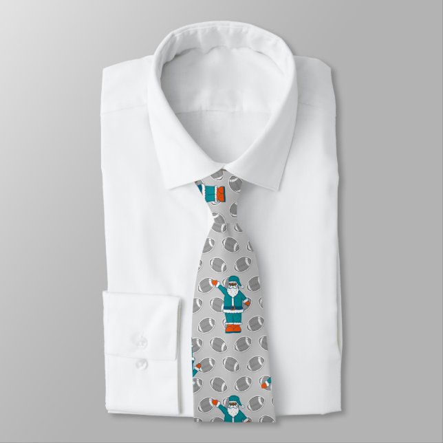 teal blue orange xmas black santa claus basketball tie (Tied)