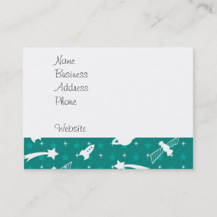 Teal Blue Outer Space Astronaut Planets Stars Business Card