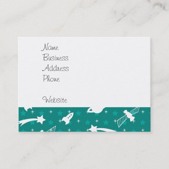 Teal Blue Outer Space Astronaut Planets Stars Business Card (Front)
