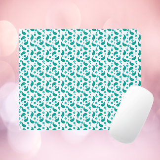 Teal Blue Paisley Floral Seamless Pattern Mouse Mat