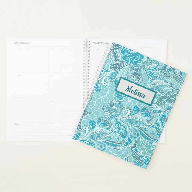 Teal Blue Paisley Planner (Display)
