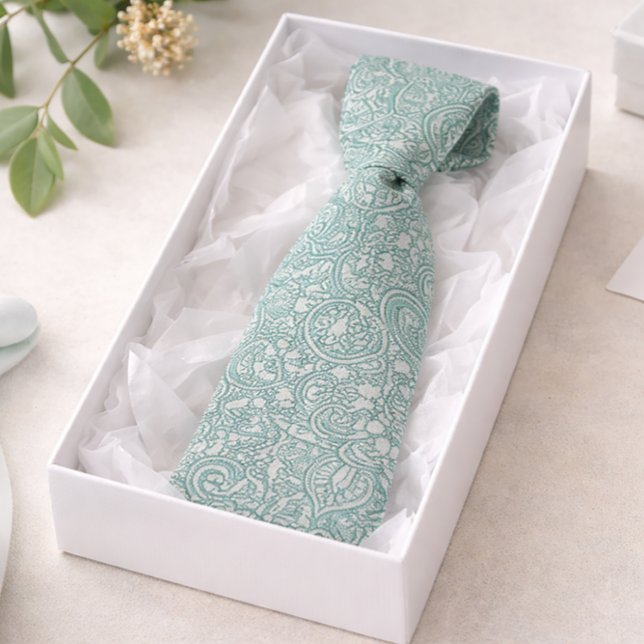 Teal Blue Paisley Tie (Creator Uploaded)