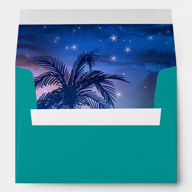 Teal Blue Palm Trees | Tropical Envelope Liner (Back (Bottom))