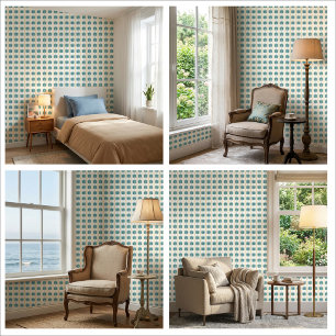 Teal blue Palmetry Lane Mid-Century Peel & Stick Wallpaper