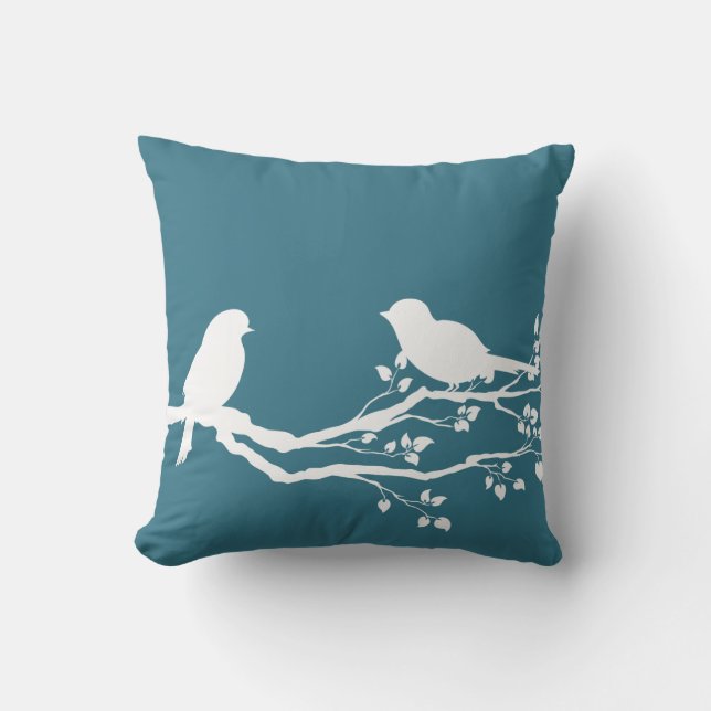 Teal Blue Peaceful Tree Cushion (Front)