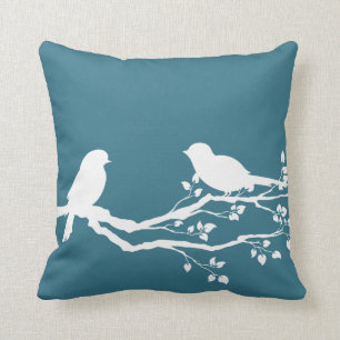 Teal Blue Peaceful Tree Cushion