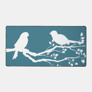 Teal Blue Peaceful Tree Desk Mat