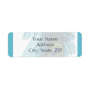 Teal Blue Peacock Plume Anniversary Return Address