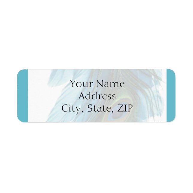 Teal Blue Peacock Plume Anniversary Return Address (Front)