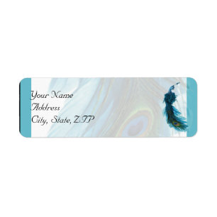 Teal Blue Peacock Plume Return Address