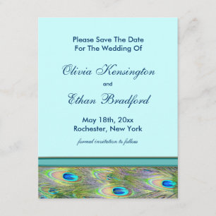 Teal Blue Peacock Wedding Invitations