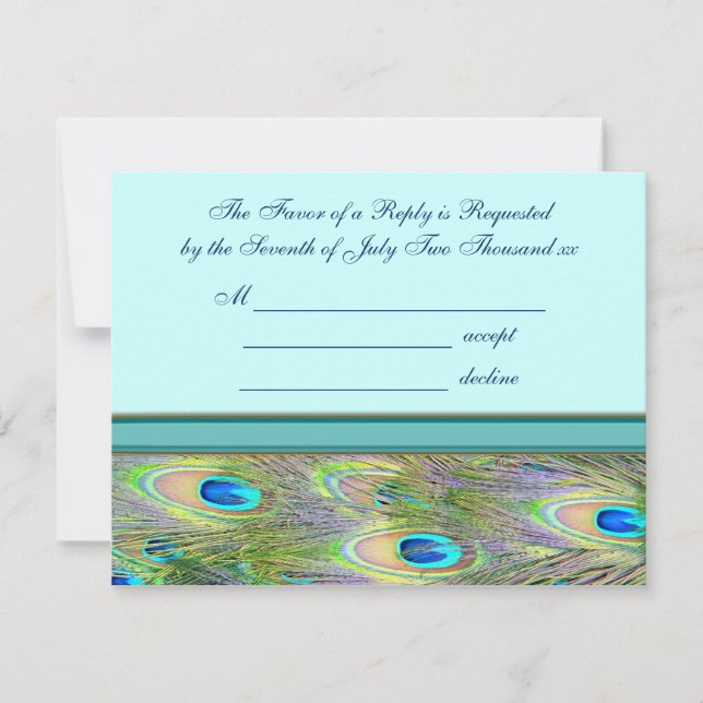 Teal Blue Peacock Wedding Invitations (Front)