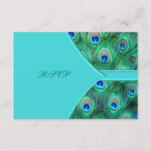 Teal Blue Peacock Wedding RSVP