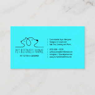 Teal Blue Petsitter dog and cat logo veterinary Business Card