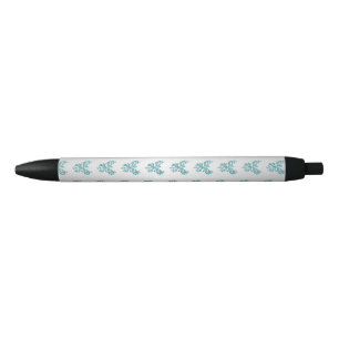 Teal Blue Phoenix Rises on Silver Black Ink Pen