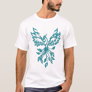 Teal Blue Phoenix Rises  T-Shirt