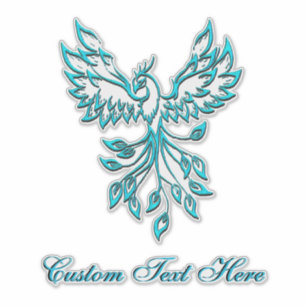 Teal Blue Phoenix with Custom Text